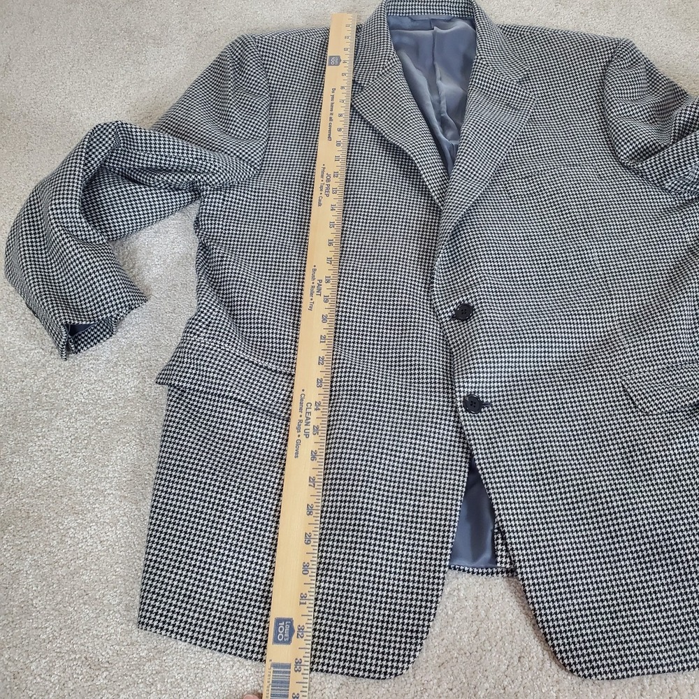 Hickey Freeman Sport Coat Size 48R Black White Houndstooth Wool Cashmere Blend - Picture 6 of 14